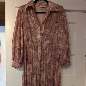 Windsor Long Sleeve Floral Dress in Pink and Cream